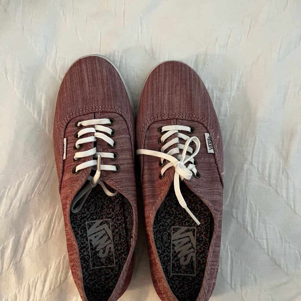 Women’s Burgundy sneakers with floral lining. Like new.